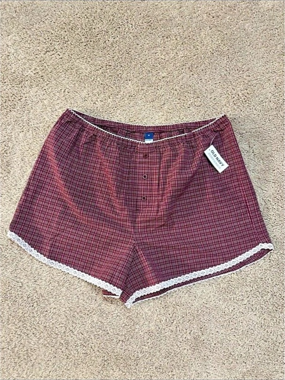 Old Navy Plaid Shorts in Burgundy & White Size Medium